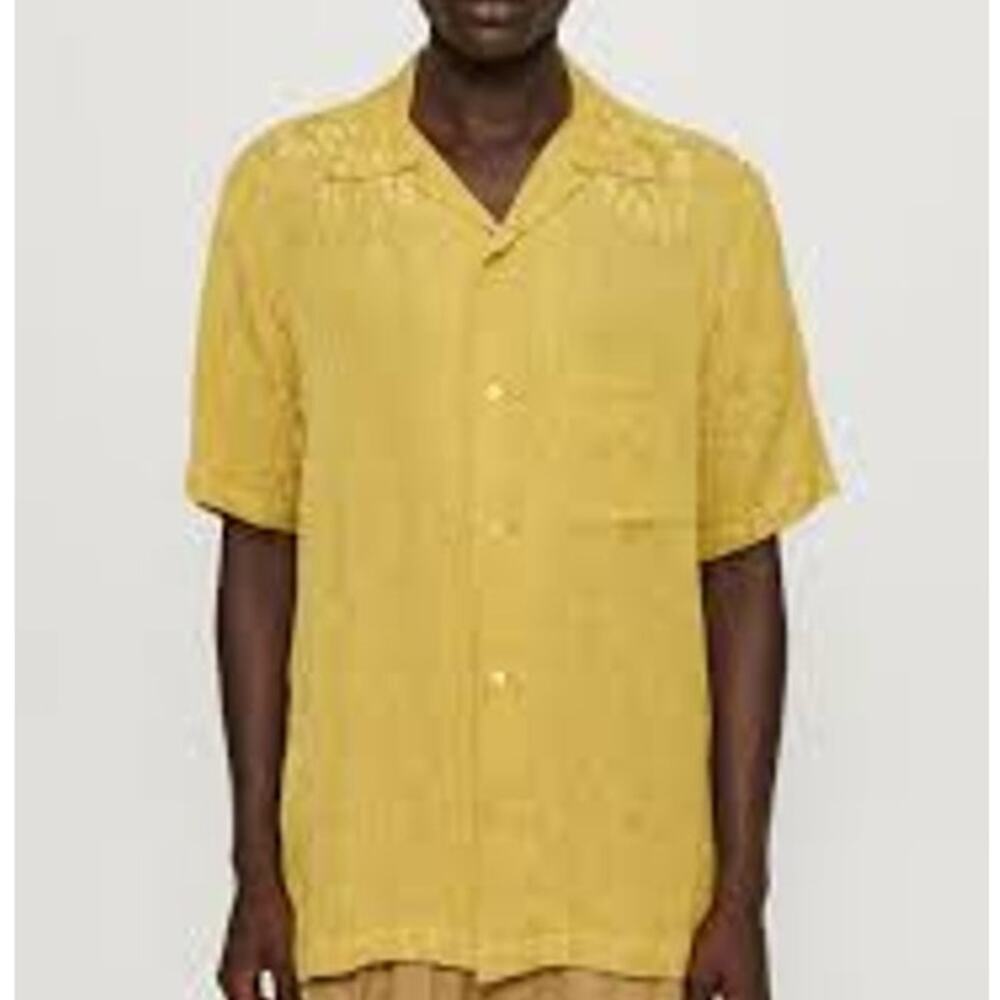 TOMMY BAHAMA Camp Shirt Silk Men L Floral Hibiscus Palm Leaves Short Sleeve